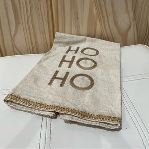 EUC Mud Pie Gold Sequin “HOHOHO” Hand Towel Christmas Holiday